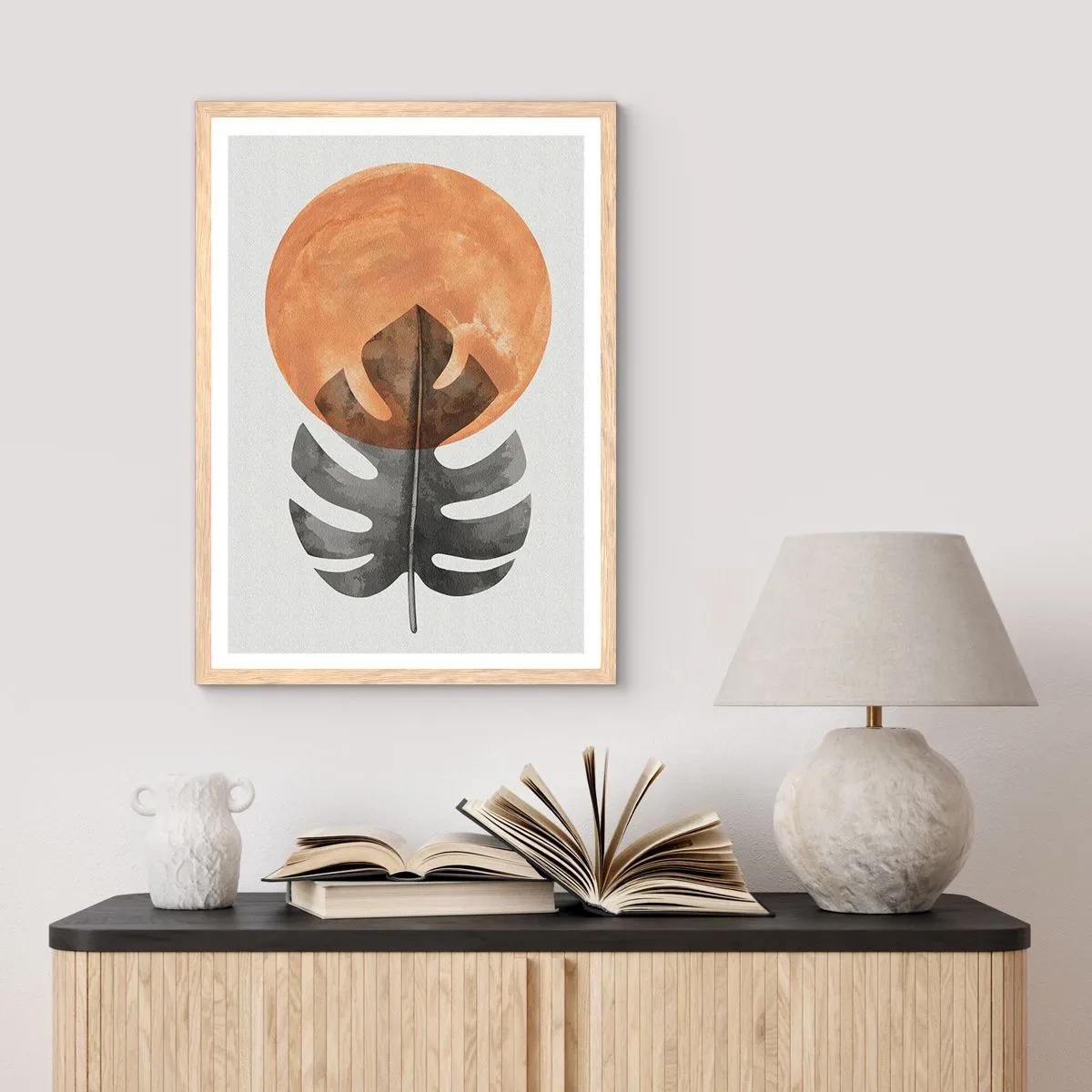 Plakat i ramme af lyst egetræ - Altid solen - 70x100 cm