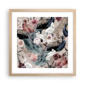 Plakat i ramme af lyst egetræ - I paladsets have - 40x40 cm