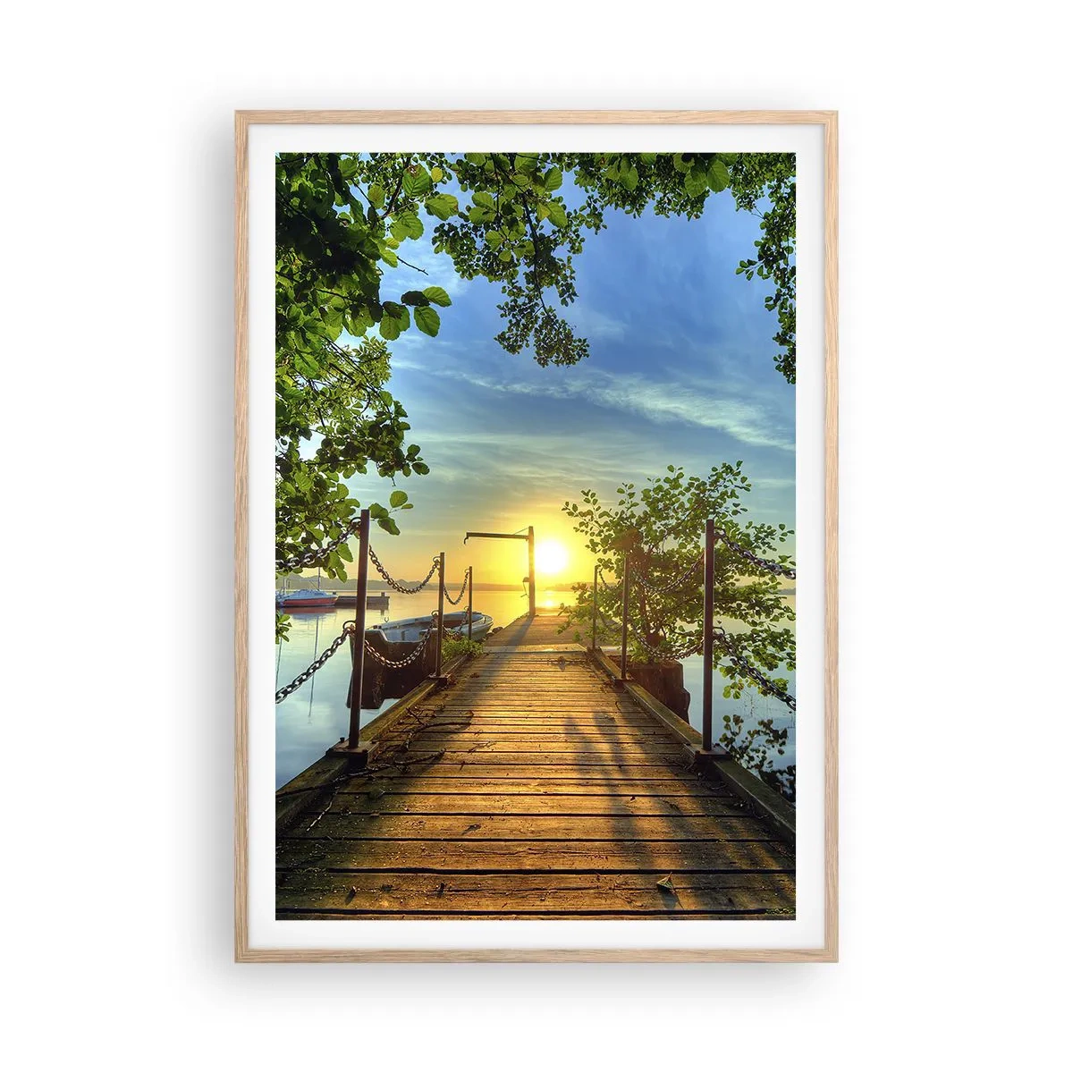 Plakat i ramme af lyst egetræ - Mod vest ved vandet - 70x100 cm