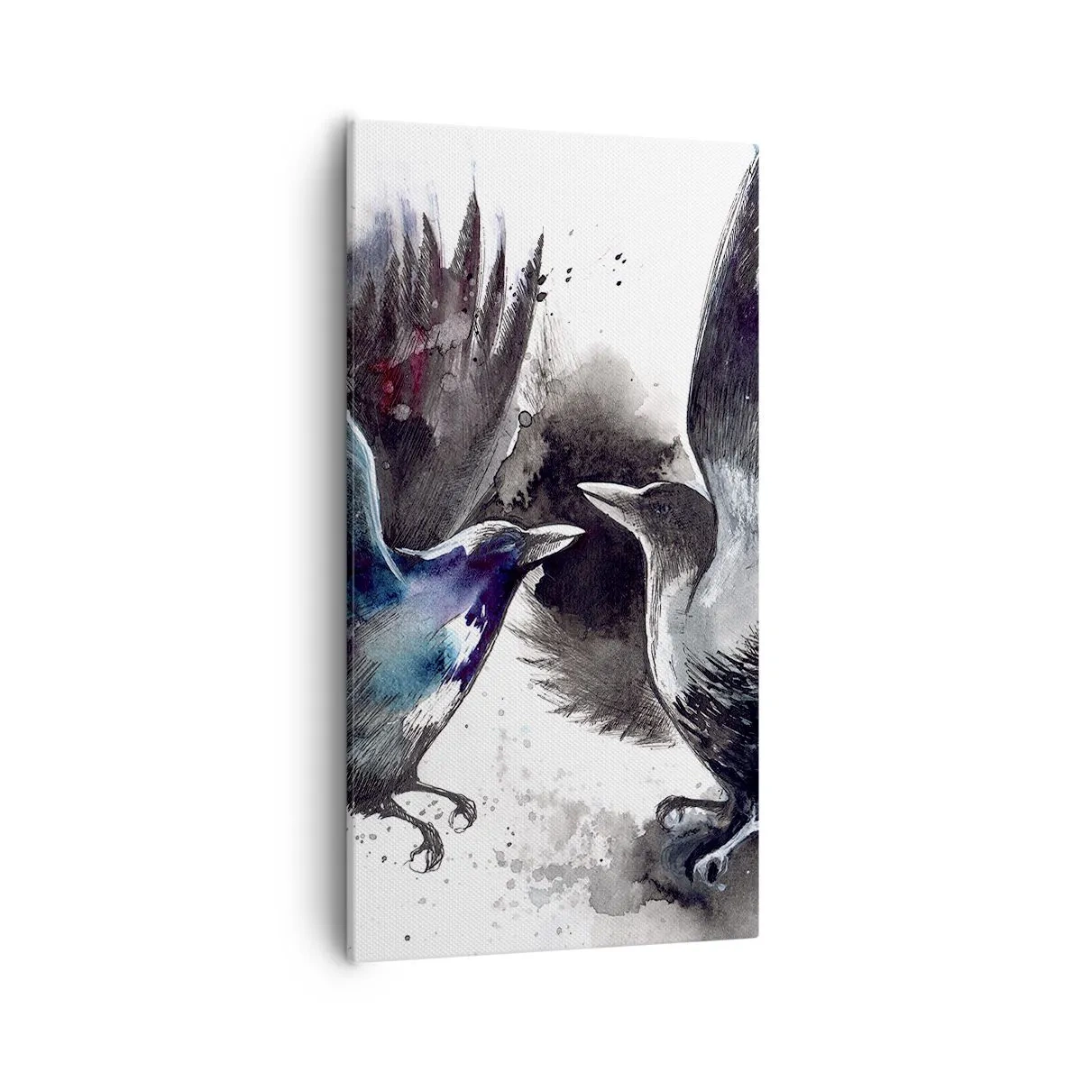 Lærredstryk - Billede på lærred - En ravn til en ravn... - 55x100 cm