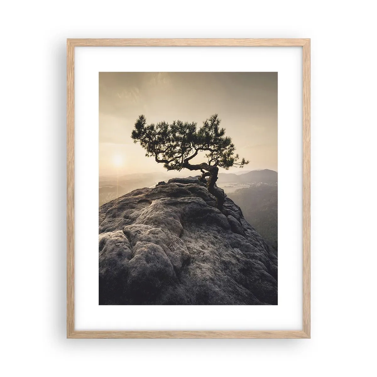 Plakat i ramme af lyst egetræ - Livet vinder altid - 40x50 cm