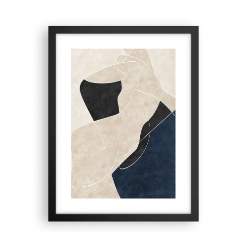 Plakat i sort ramme - Abstrakt komposition - kontrast af farver - 30x40 cm