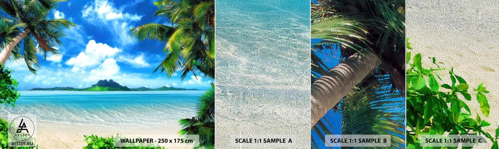 Prøve Fototapet Premium Sand - Azur i troperne - Landskab, Ocean, Strand - 100x30 cm