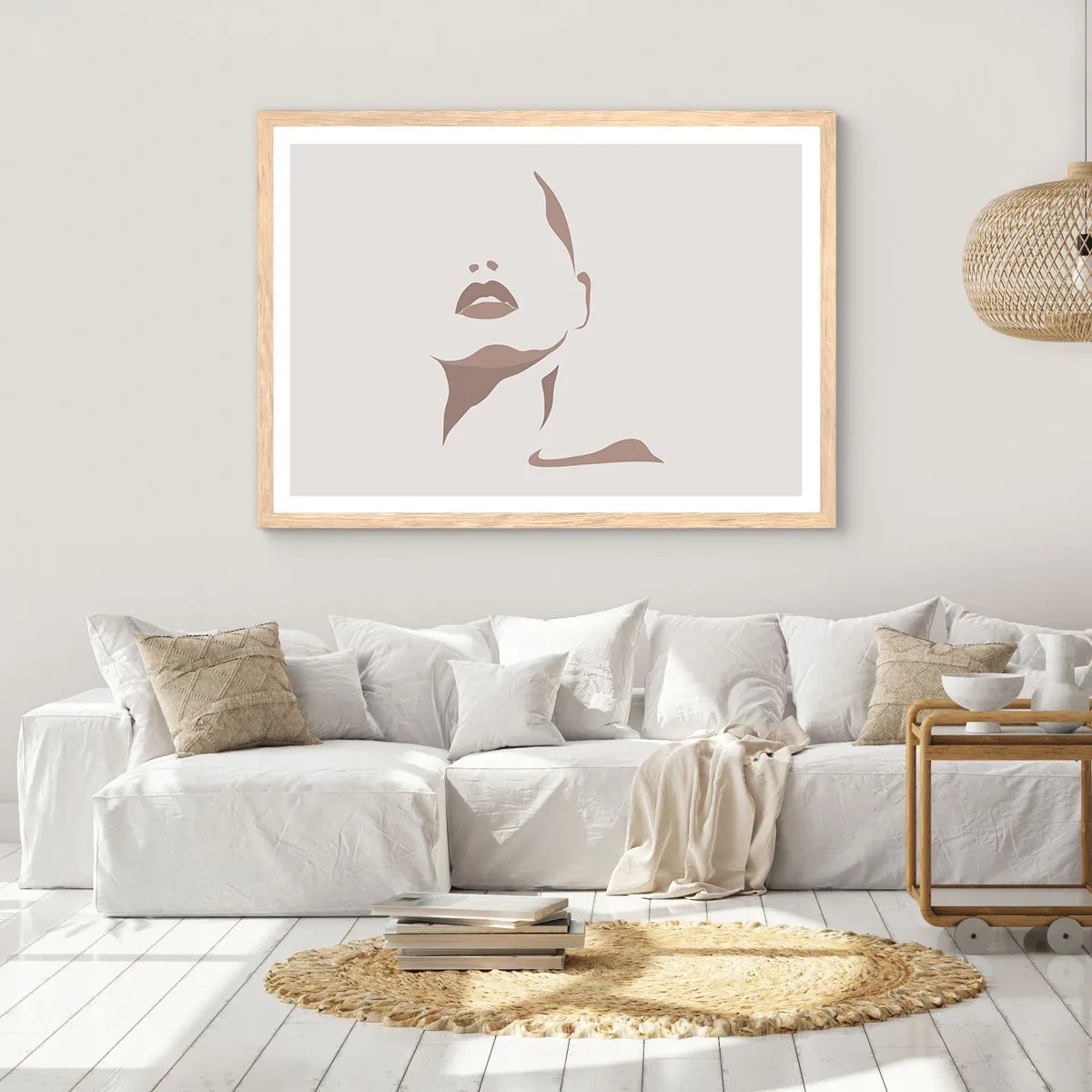 Plakat i ramme af lyst egetræ - Skabt af lys og skygge - 50x40 cm
