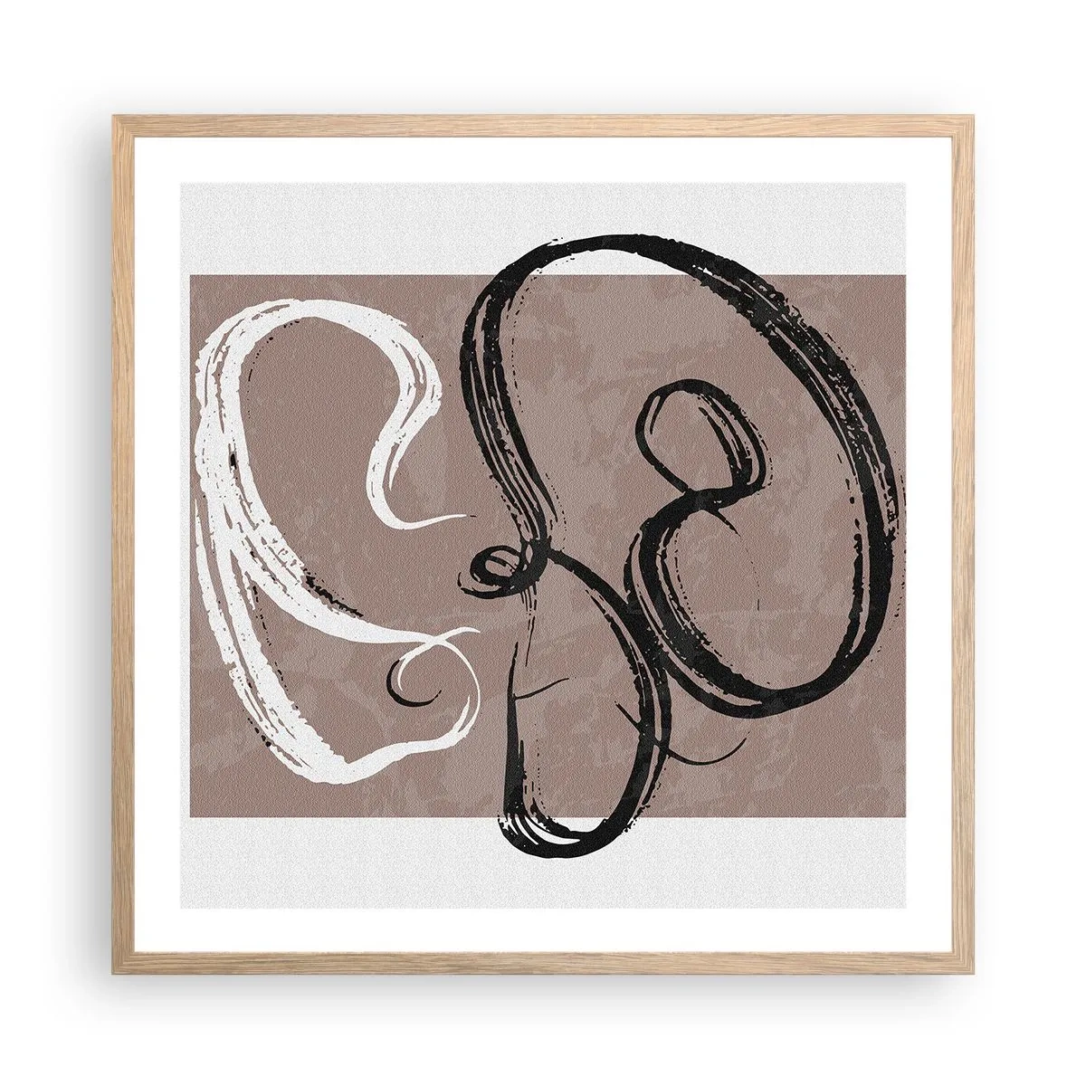 Plakat i ramme af lyst egetræ - Komposition - en søgen efter fuldstændighed - 60x60 cm