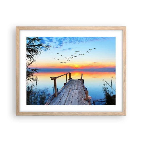 Plakat i ramme af lyst egetræ - Tid til at tage tilbage... - 50x40 cm