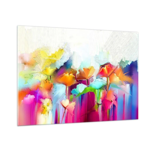 Billede på glas - Regnbuen i blomstring - 100x70 cm