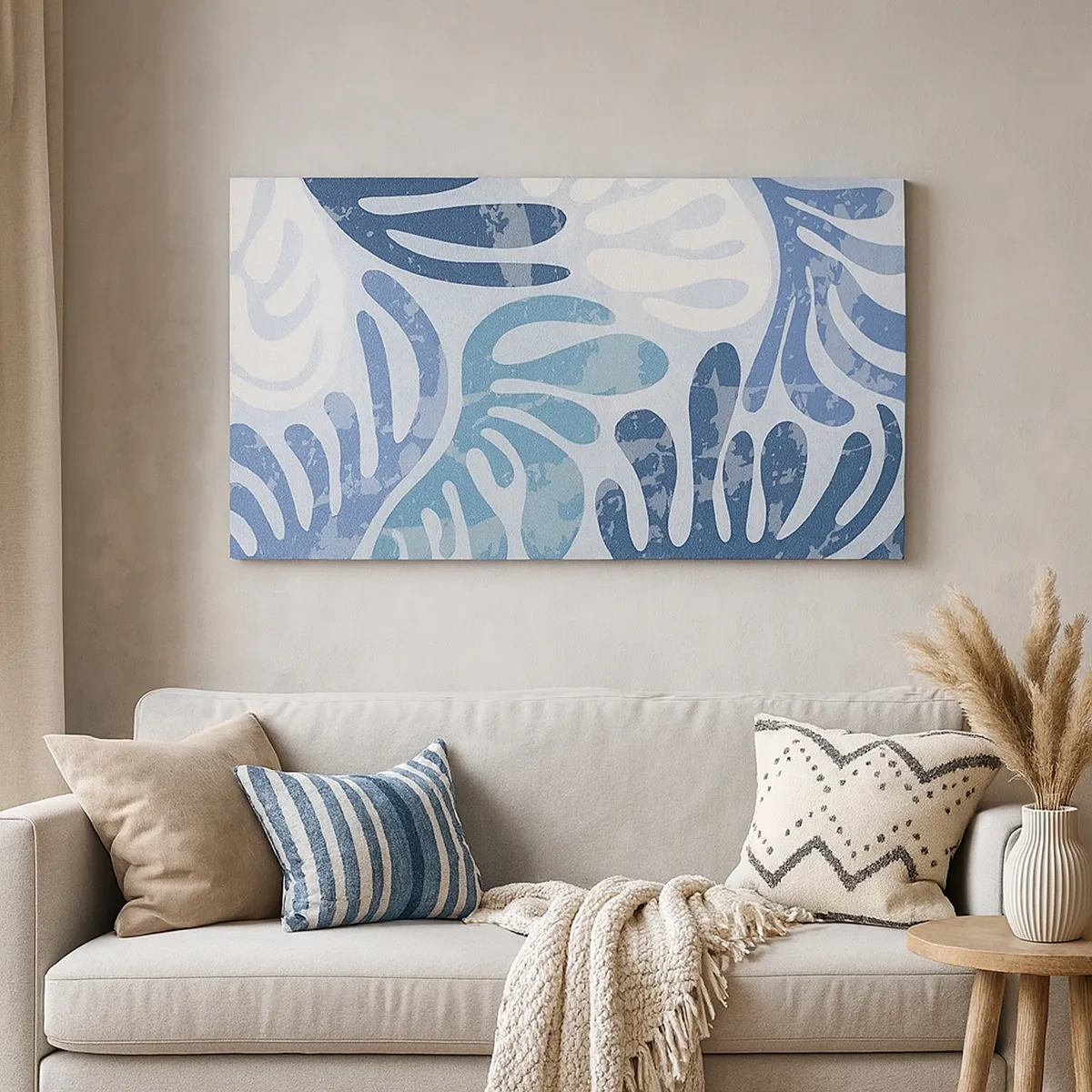 Lærredstryk - Billede på lærred - Blå bregner - 30x30 cm