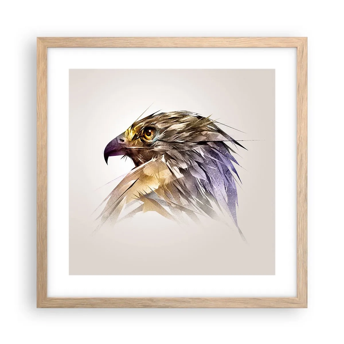 Plakat i ramme af lyst egetræ - Portræt af en kriger - 40x40 cm