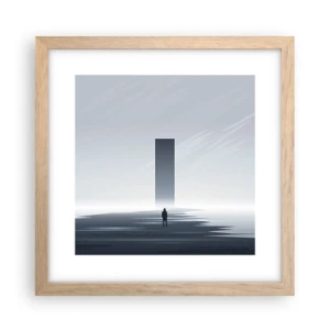 Plakat i ramme af lyst egetræ - Mulighed eller trussel? - 30x30 cm