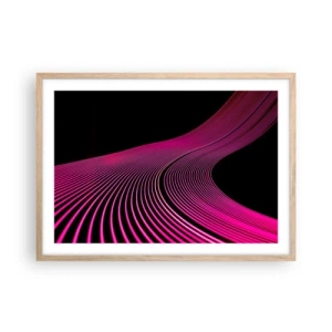 Plakat i ramme af lyst egetræ - En allé af lys - 70x50 cm