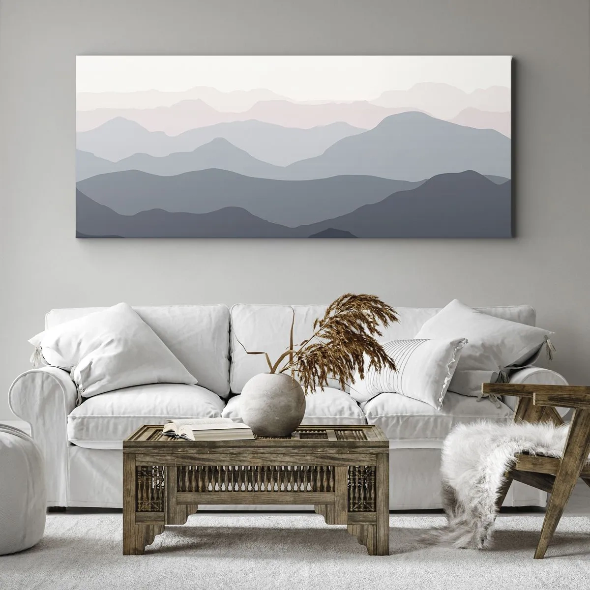 Lærredstryk - Billede på lærred - Bølger af bjerge - 100x40 cm