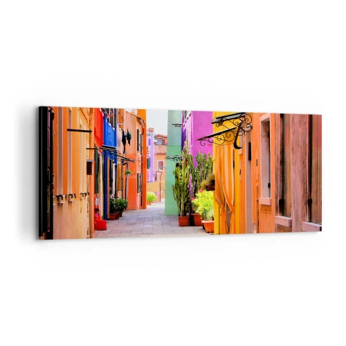 Lærredstryk - Billede på lærred - Regnbue gyde - 100x40 cm