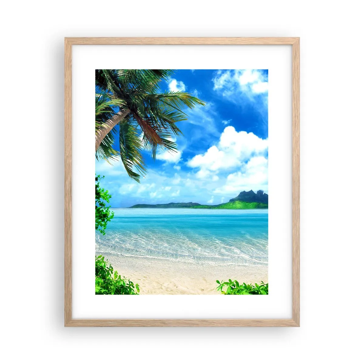 Plakat i ramme af lyst egetræ - Azur i troperne - 40x50 cm