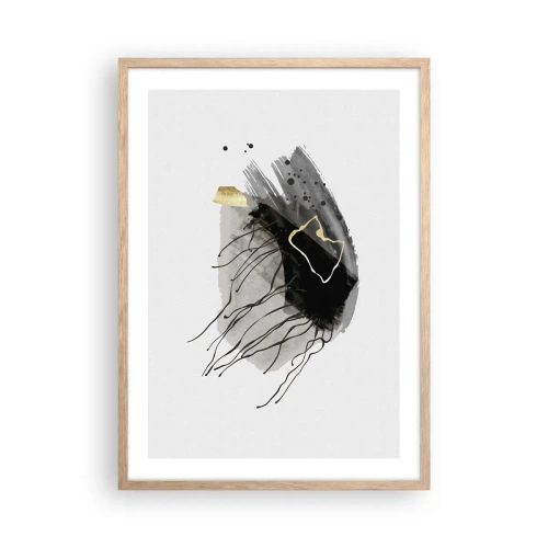 Plakat i ramme af lyst egetræ - I sort og guld - 50x70 cm