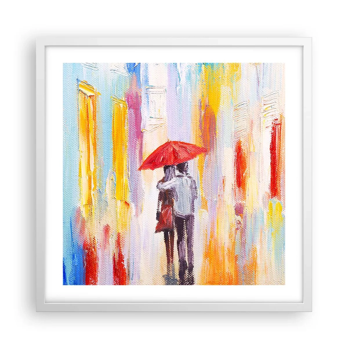 Plakat i hvid ramme - Lad det regne mere - 50x50 cm