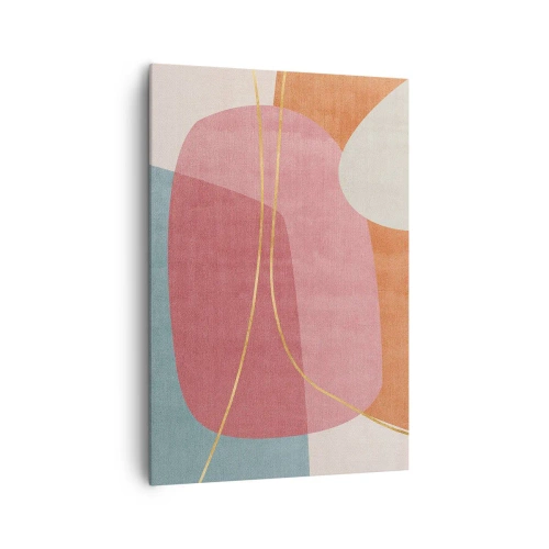 Lærredstryk - Billede på lærred - Pastelkomposition med guldtråd - 70x100 cm