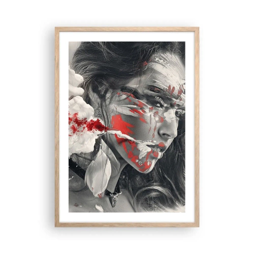 Plakat i ramme af lyst egetræ - I det absurdes damp - 50x70 cm