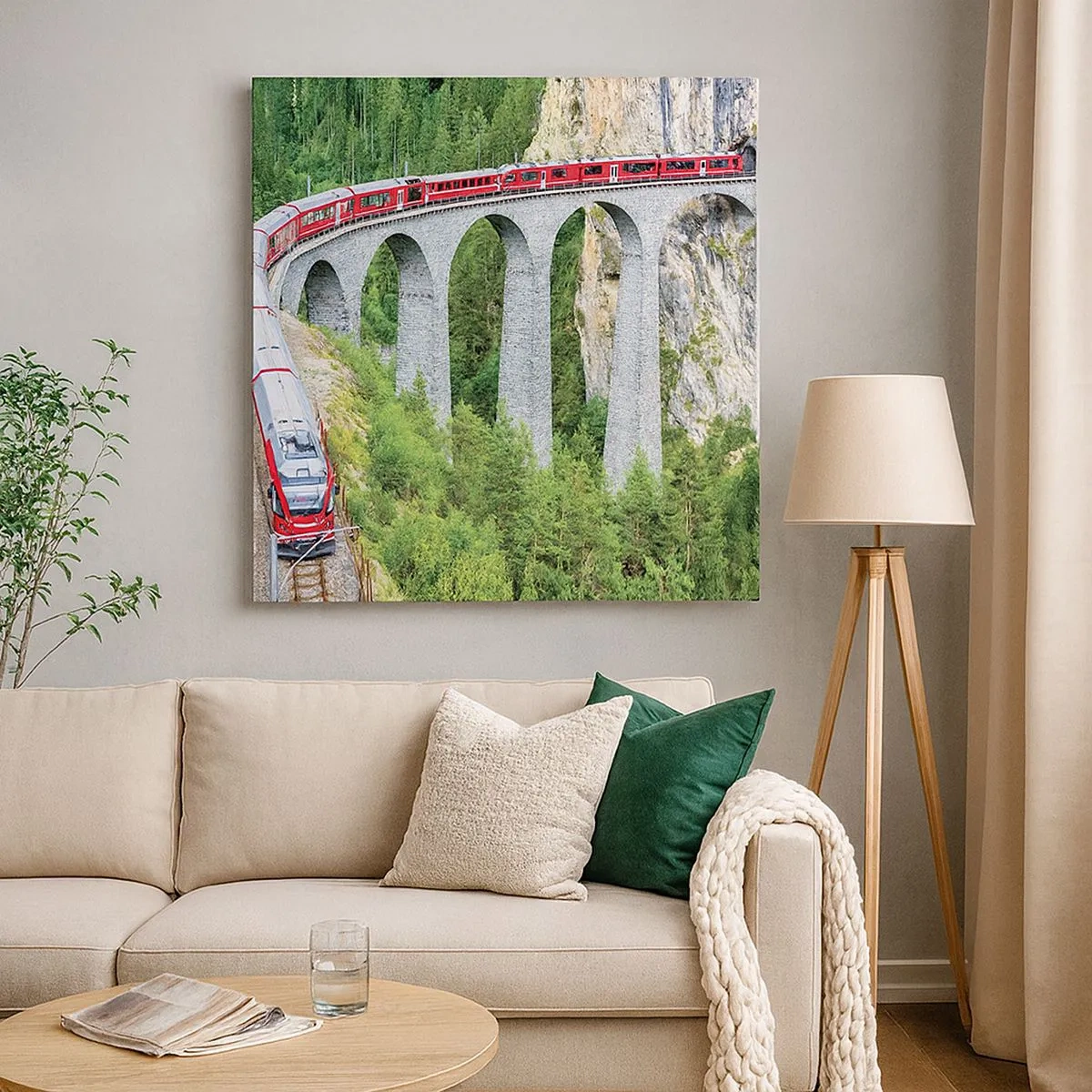 Lærredstryk - Billede på lærred - Udsigt over bjergene til gengæld - 30x30 cm