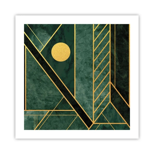 Plakat - Dynamikken i guld og azurblå - 50x50 cm