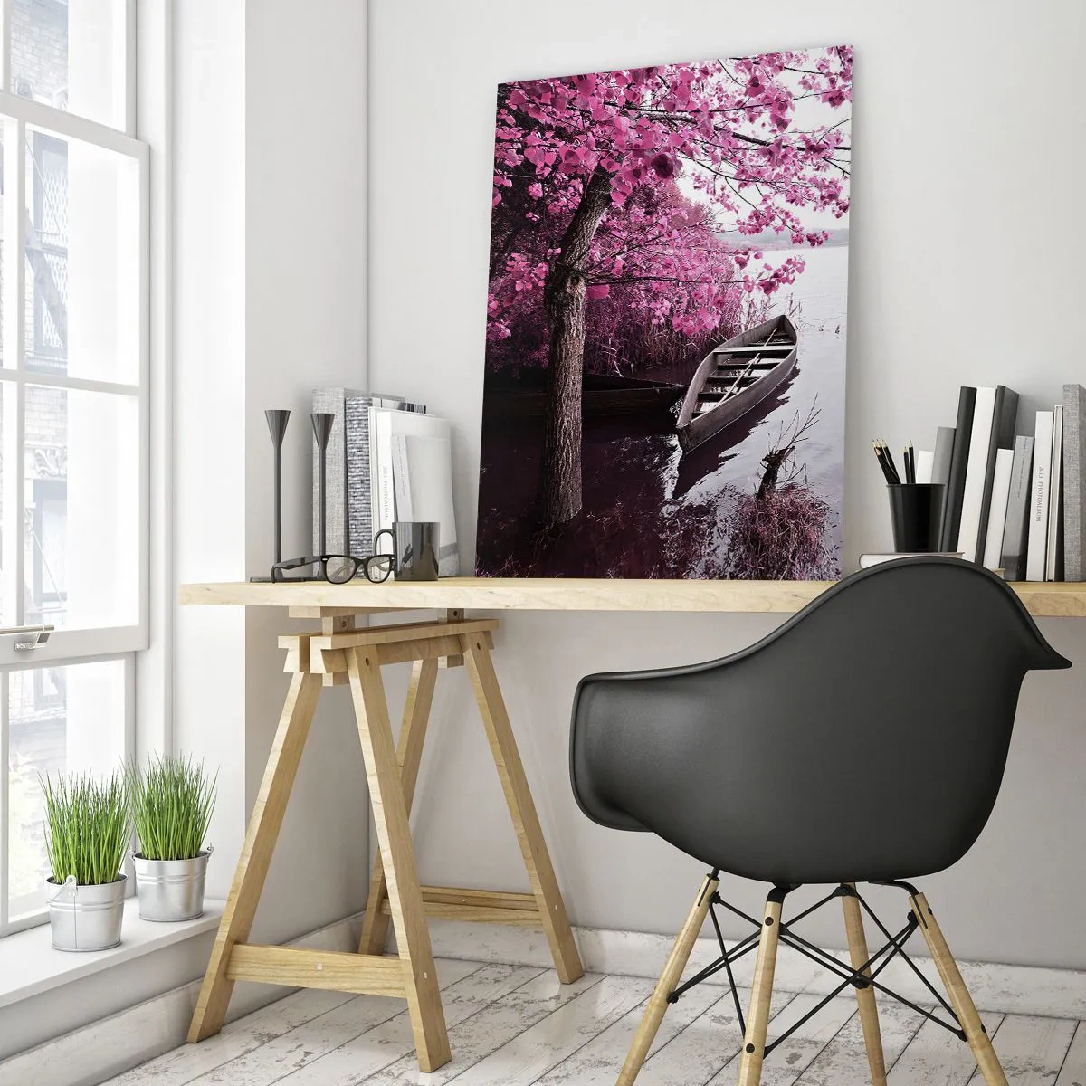 Billede på glas - I lyserød stilhed - 50x70 cm