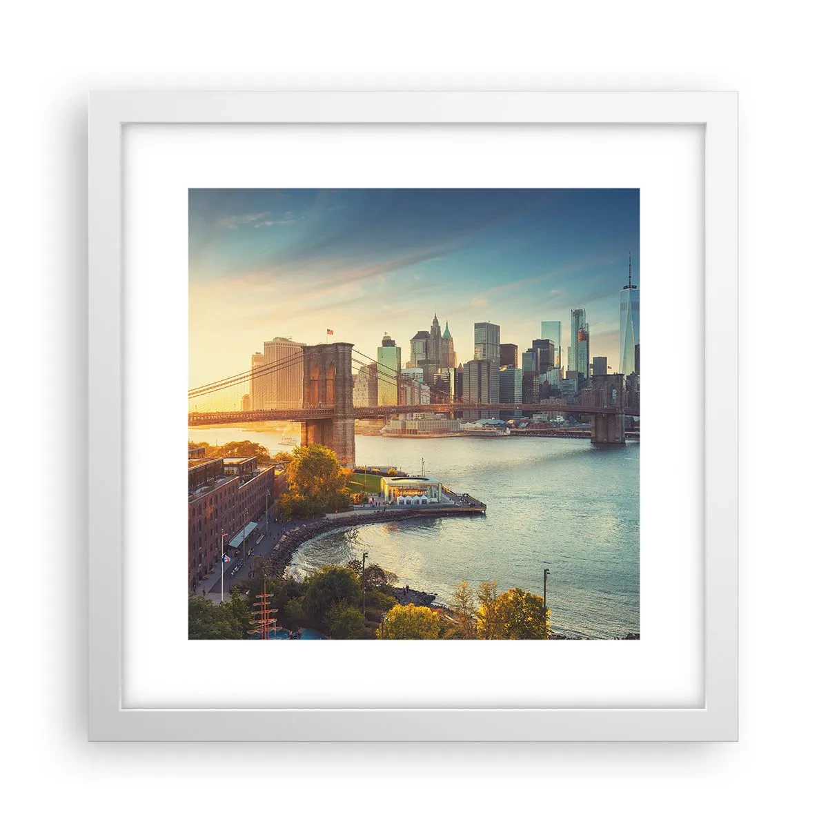 Plakat i hvid ramme - Den store bys daggry - 30x30 cm