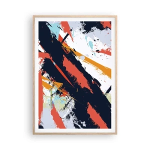 Plakat i ramme af lyst egetræ - Dynamisk sammensætning - 70x100 cm