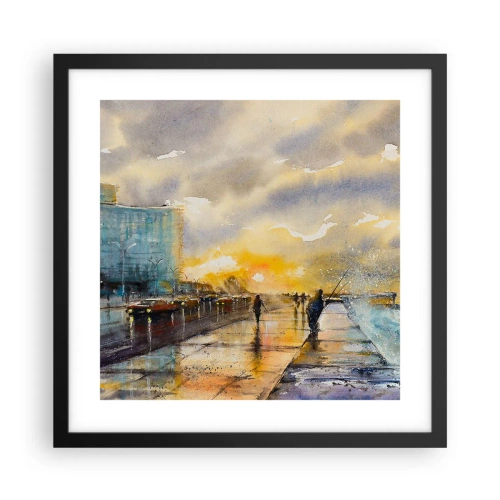 Plakat i sort ramme - Livet på kysten - 40x40 cm