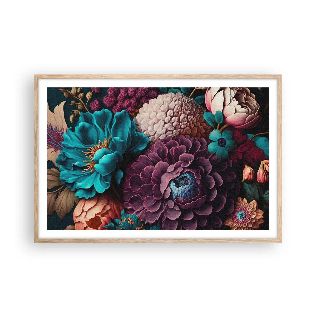 Plakat i ramme af lyst egetræ - Natur i overflod - 91x61 cm