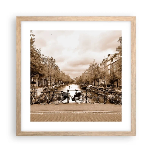 Plakat i ramme af lyst egetræ - Hollandsk atmosfære - 40x40 cm
