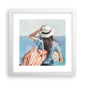 Plakat i hvid ramme - Velkommen på ferie - 30x30 cm