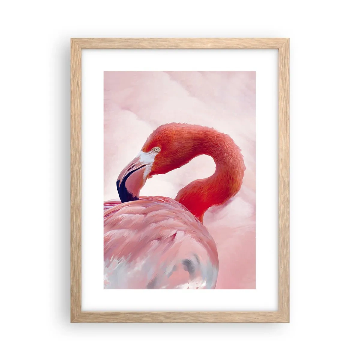Plakat i ramme af lyst egetræ - Fugleskønhed - 30x40 cm