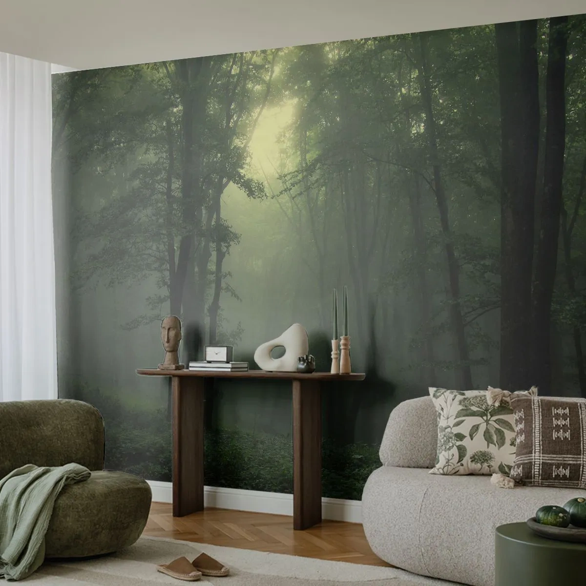 Fototapet Premium Sand - Før han vågner op - Landskab, Skov, Natur - 100x70 cm