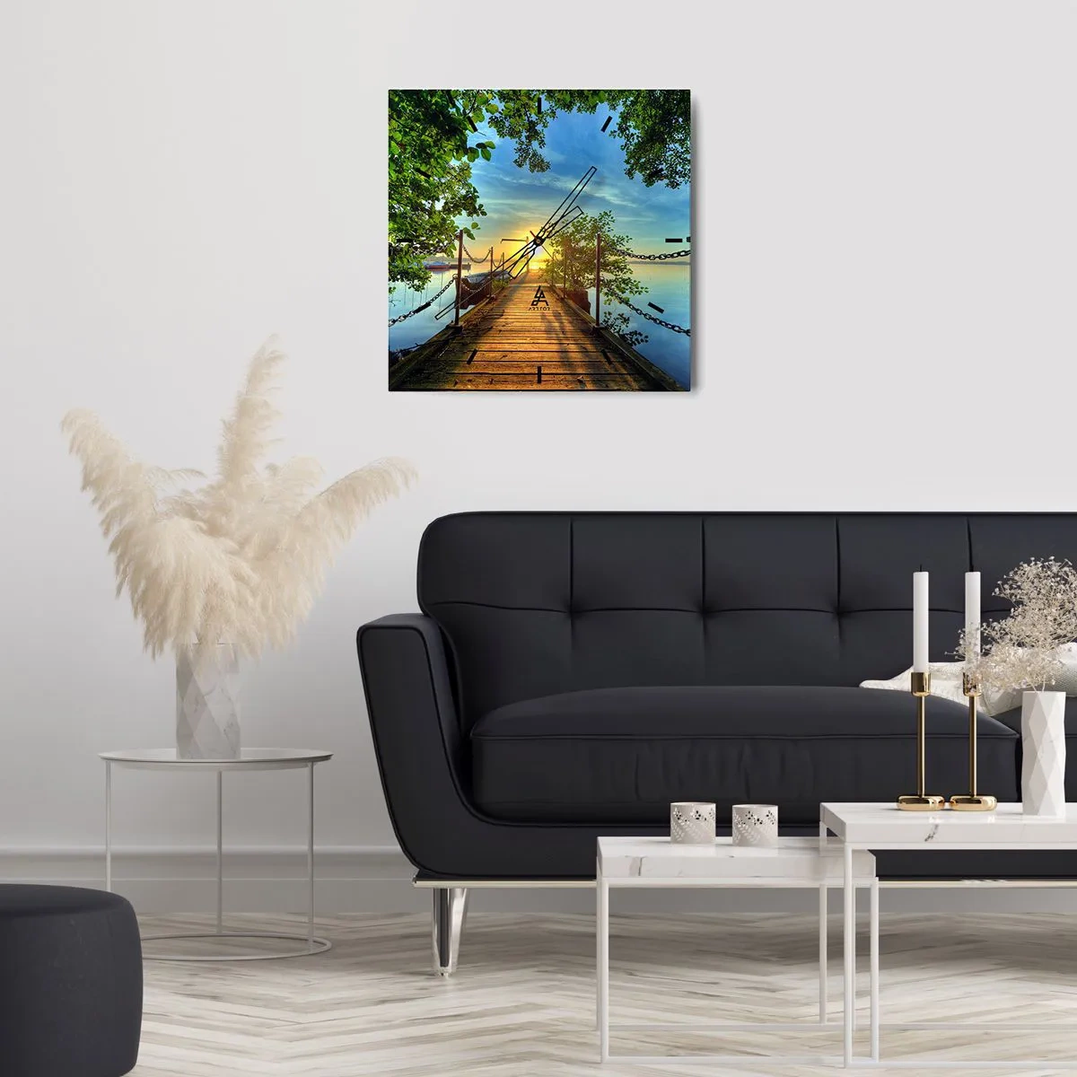 Vægur, Uret - Mod vest ved vandet - 40x40 cm