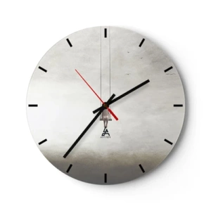 Vægur, Uret - En figur på en gynge ophængt i et minimalistisk rum - 30x30cm - Barnet i os selv - Moderne vægdekoration til stue, køkken og soveværelse ARTTOR