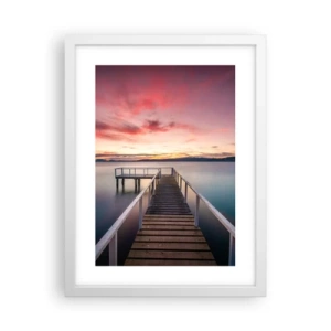 Plakat i hvid ramme - Aftenens blide flamme - 30x40 cm