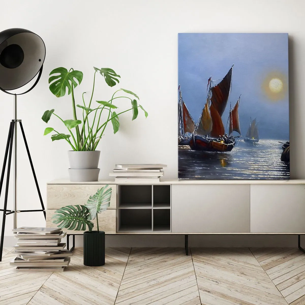 Lærredstryk - Billede på lærred - Natfiskeri - 50x70 cm
