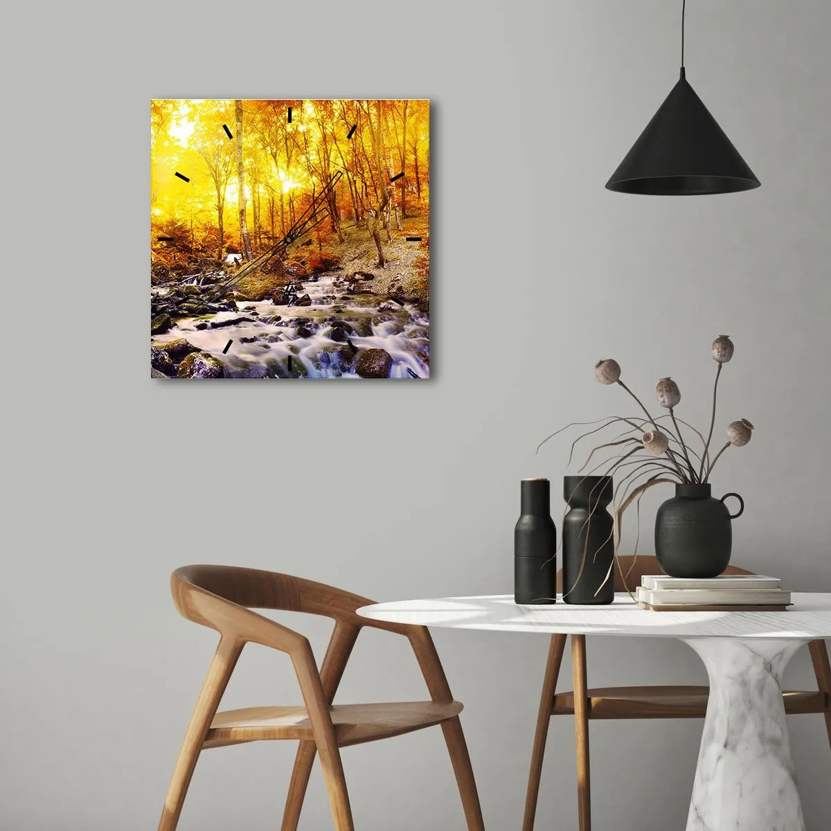 Vægur, Uret - Sten indfattet i guld og platin - 30x30 cm