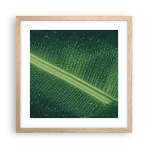 Plakat i ramme af lyst egetræ - Grøn struktur - 40x40 cm