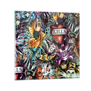 Billede på glas - En tatovørers drøm - 30x30 cm