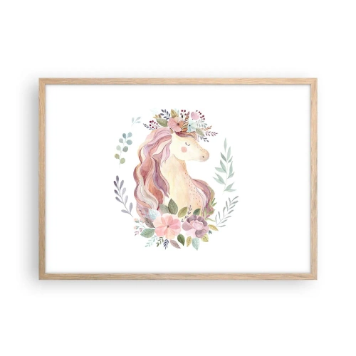 Plakat i ramme af lyst egetræ - En invitation til eventyrets verden - 70x50 cm