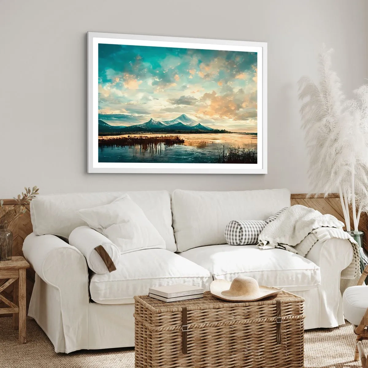 Plakat i hvid ramme - Under himlens beskyttelse - 50x40 cm