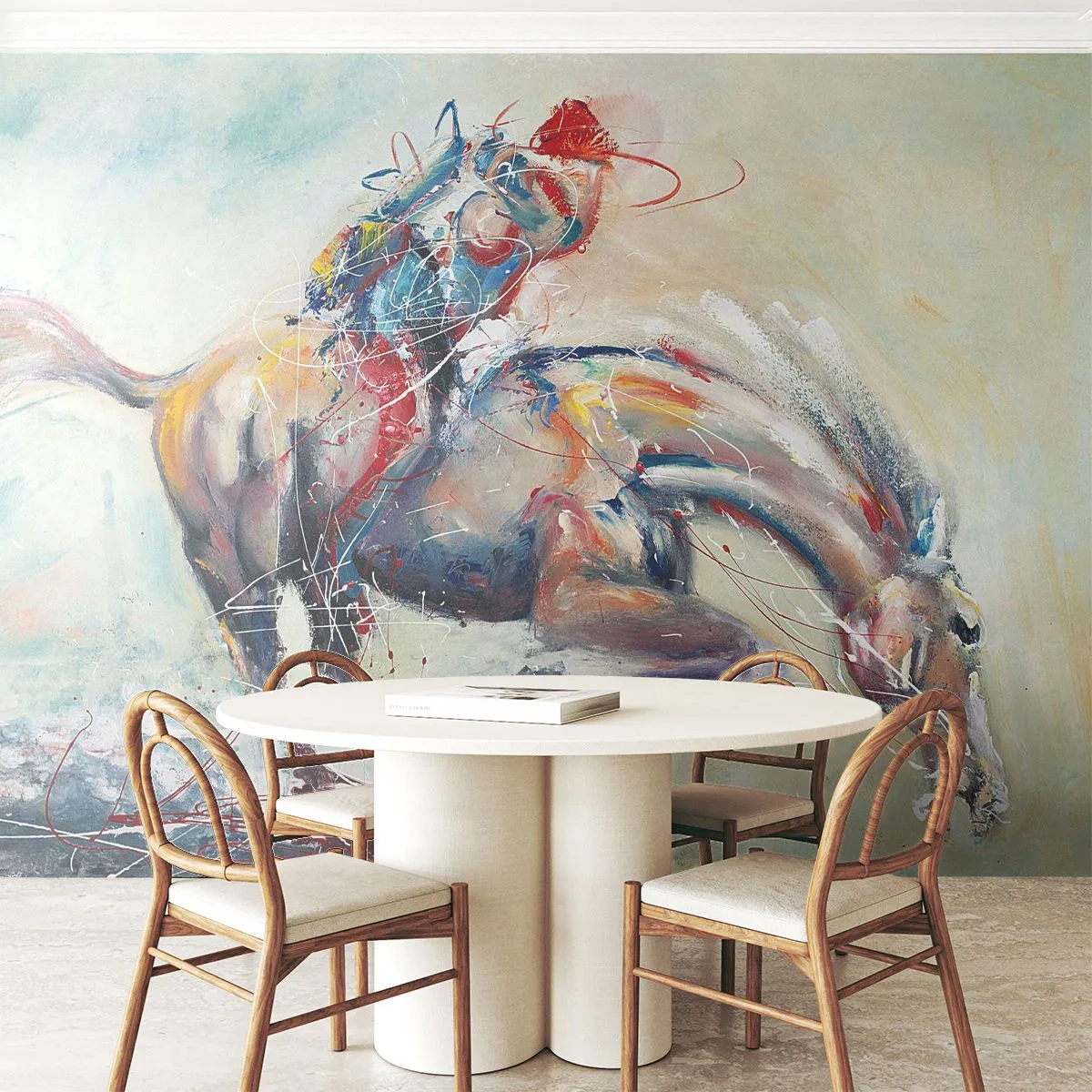 Fototapet Premium Canvas - Hold fast, lad os flyve - Dyr, Hest, Rytter - 100x70 cm