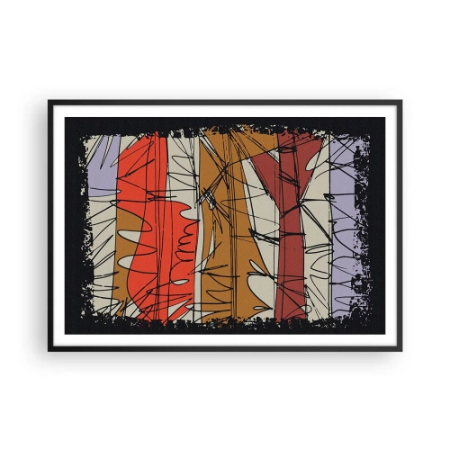 Plakat i sort ramme - Spontan komposition - 100x70 cm