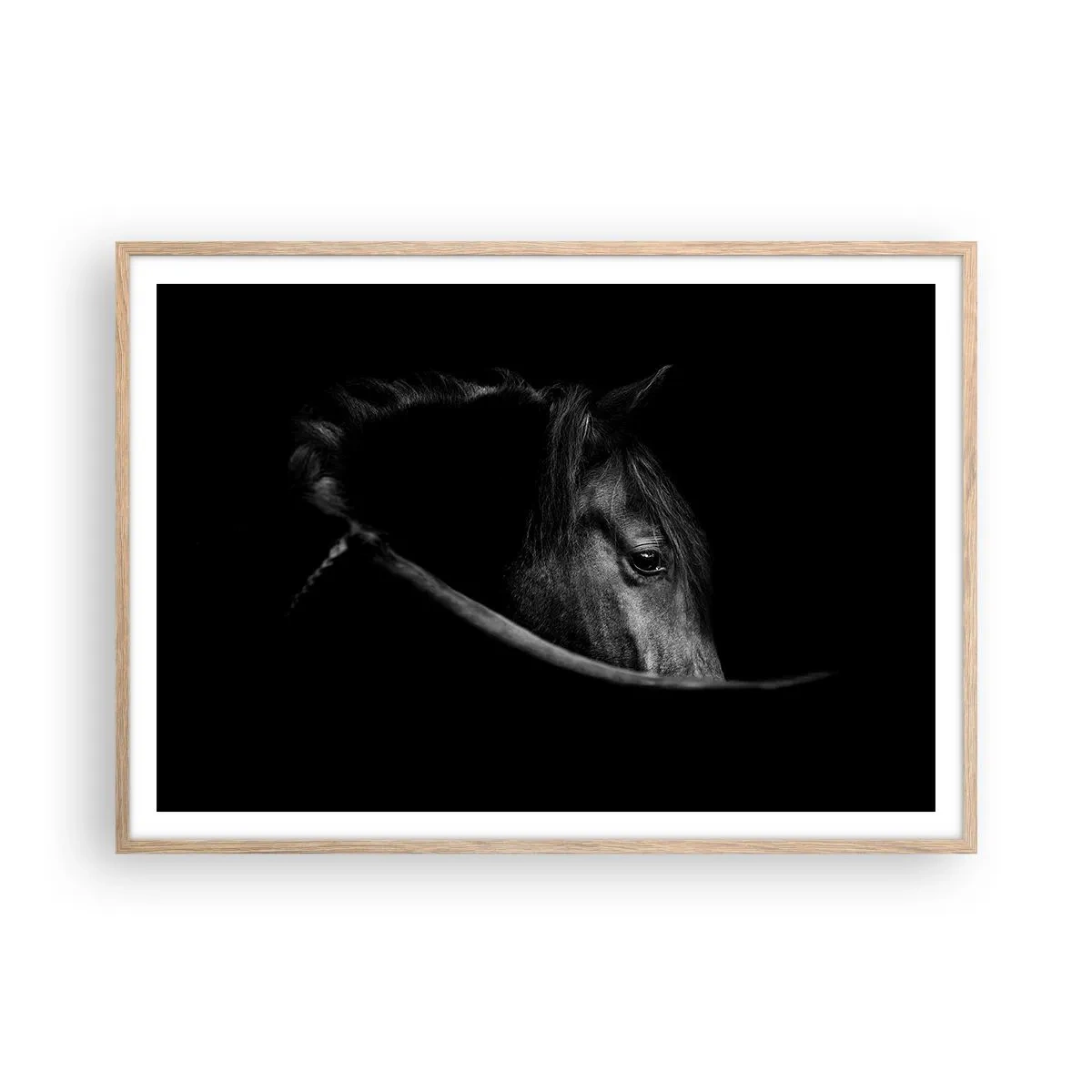 Plakat i ramme af lyst egetræ - Sort prins - 100x70 cm