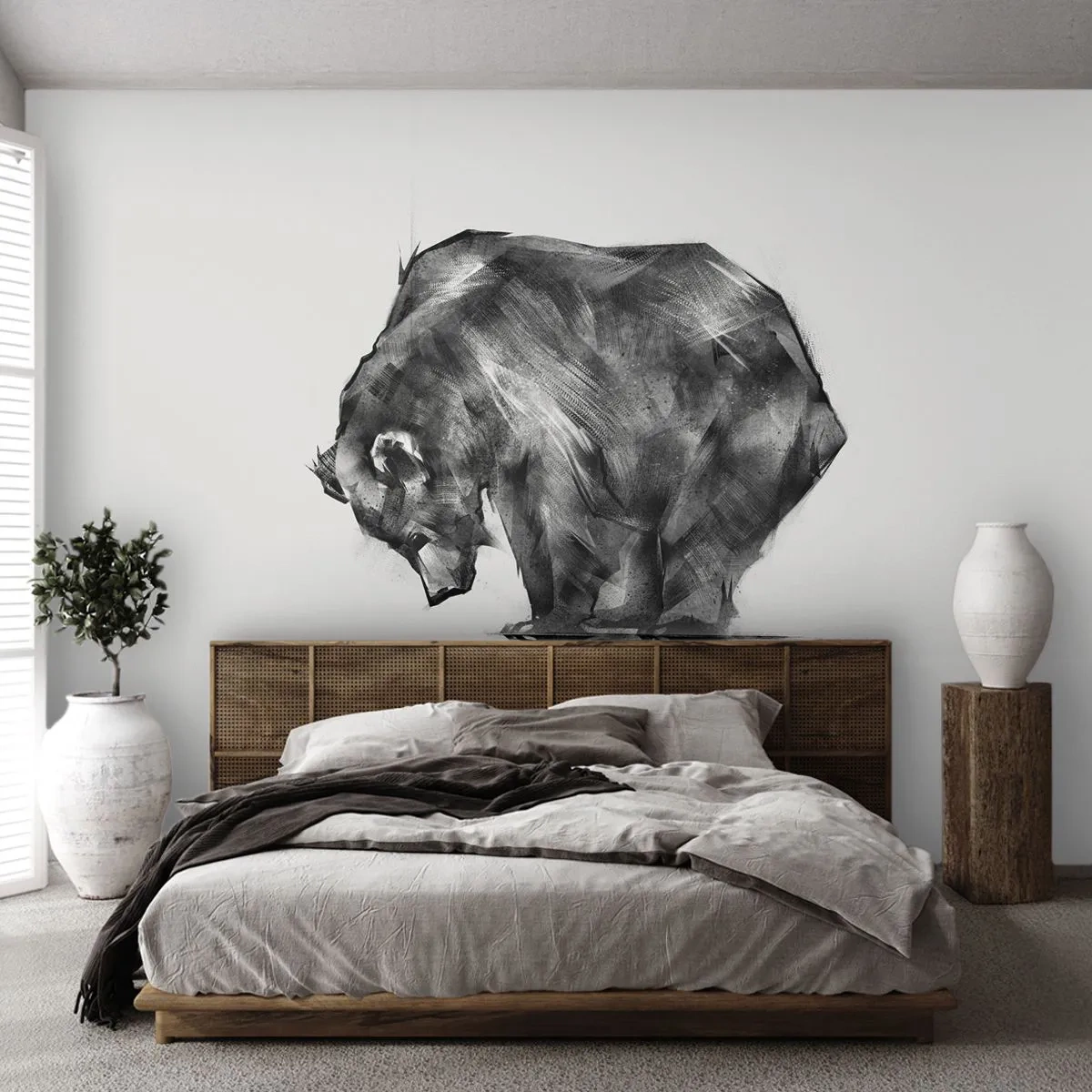 Fototapet Premium Canvas - Dejligt at se nogen tæt på - Abstraktion, Isbjørn, Natur - 100x70 cm