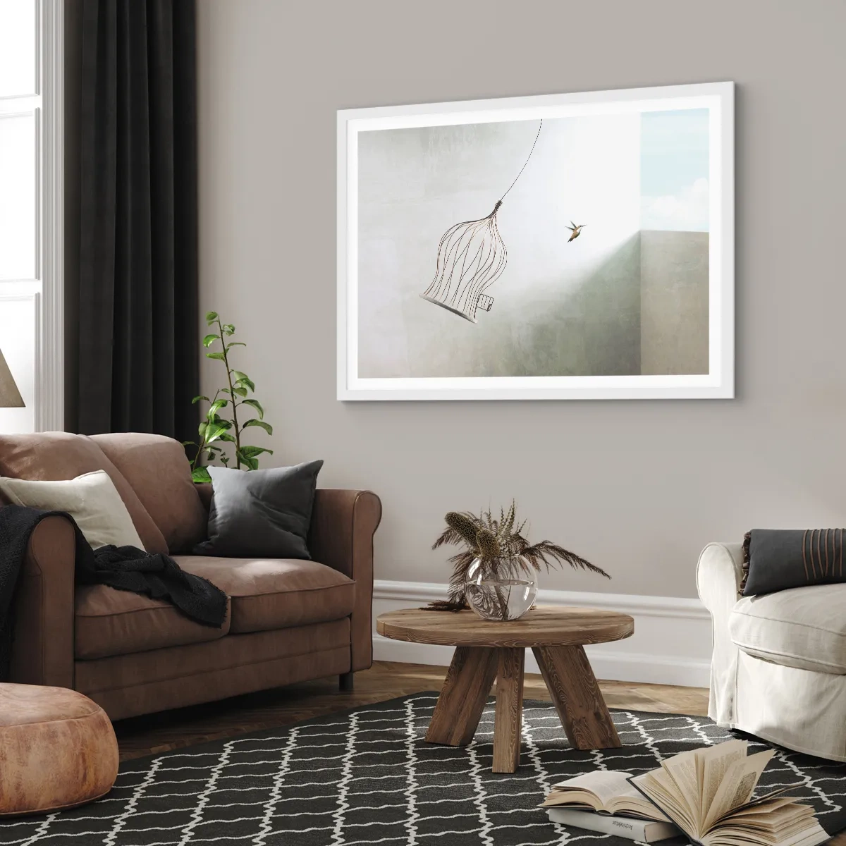 Plakat i hvid ramme - I sit elementet - 70x50 cm