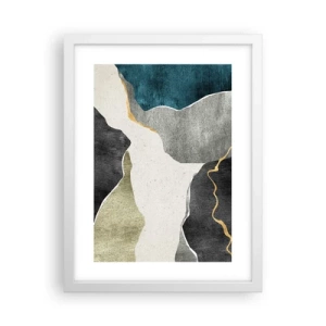 Plakat i hvid ramme - Mosaikkomposition med en streng af guld - 30x40 cm