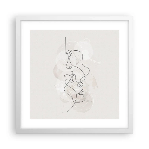 Plakat i hvid ramme - Omfavnet i en omfavnelse - 40x40 cm