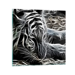 Billede på glas - En undersøgelse af kattens lethed - 70x70 cm